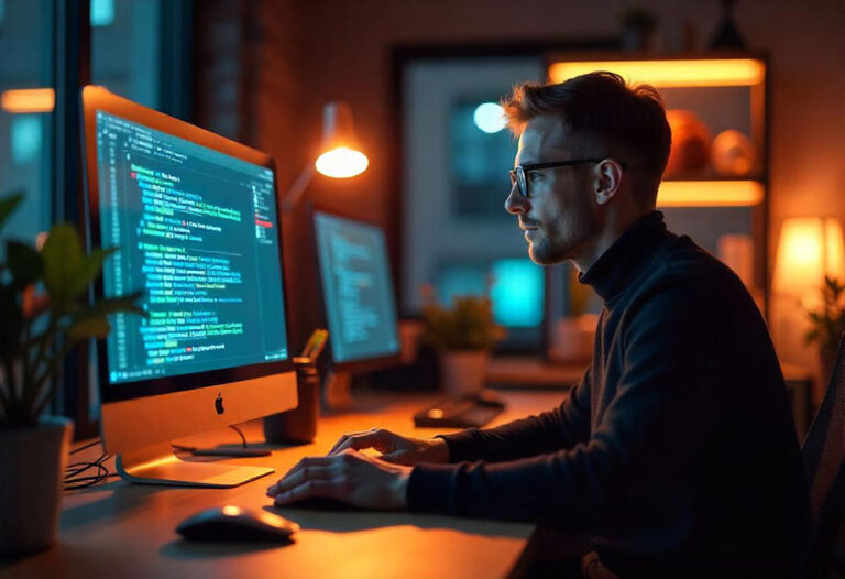 Designer collaborating with AI tool – exploring AI in design in 2025